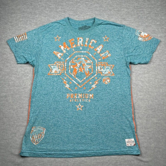 American Fighter Other - American Fighter Shirt Mens XXL Heathered Teal Short Sleeve Tee Double Sided